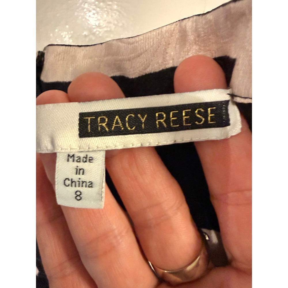 Tracy Reese Black Cream Floral Jacquard A-Line Midi Skirt with Tulle Lining 8 - Picture 5 of 11
